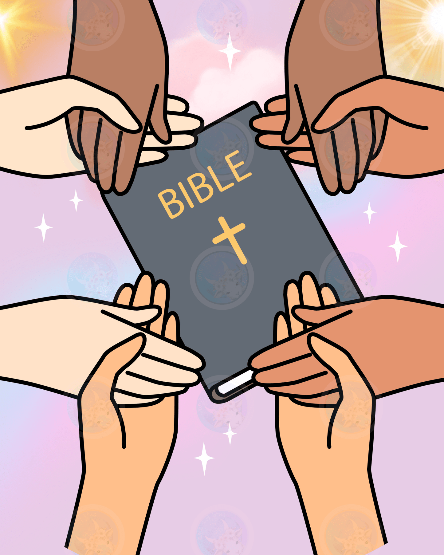 Bible graphic - hands holding - Digital Wall Art 16x20