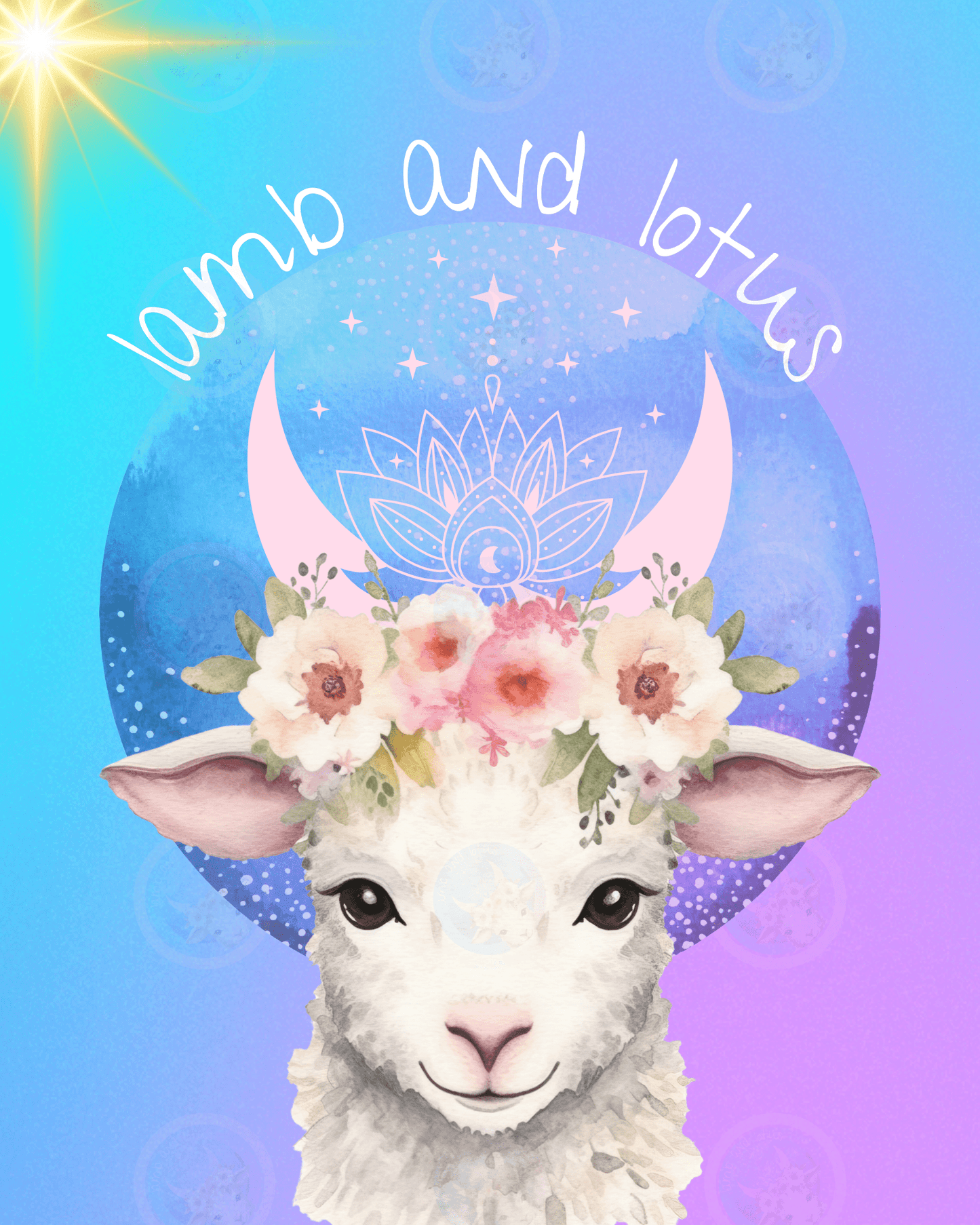 Lamb and Lotus - Digital Wall Art 16x20