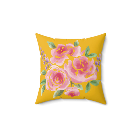 Pink & Yellow Floral Love Pillow