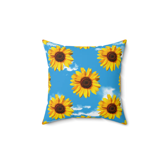 Sunflower Sky Floral Vintage Pillow