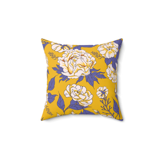 Yellow & Purple Ornate Flower Pillow