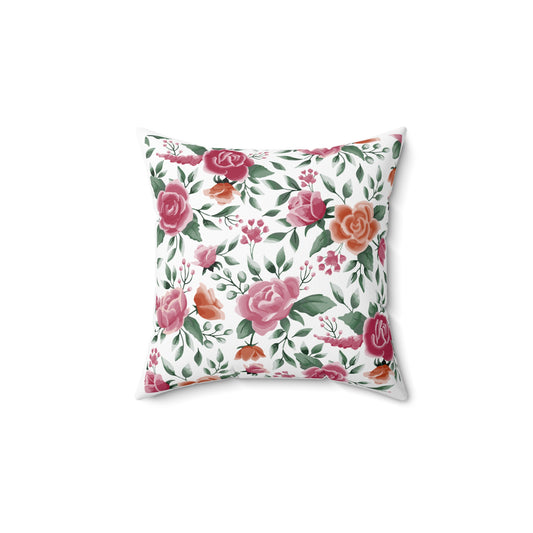 Vintage Floral Pink and White Pillow