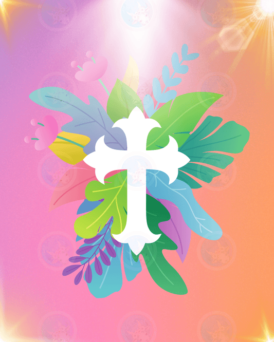 Blissful Blooming Cross - Floral Digital Print