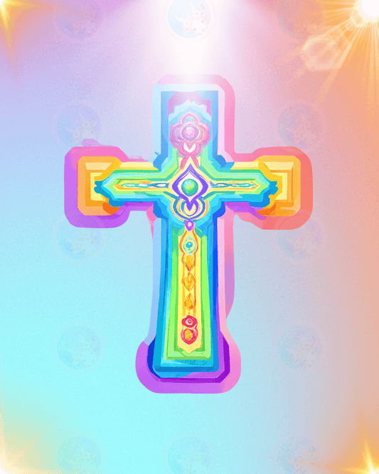 Chakra Cross - Vibrant Pastel Digital Art 16x20