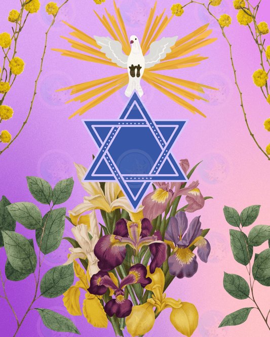 Dove Star of David Love - Digital Wall Art 16x20