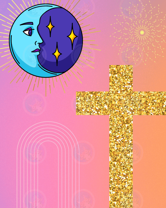 Moon Gold Cross - Digital Wall Art 16x20