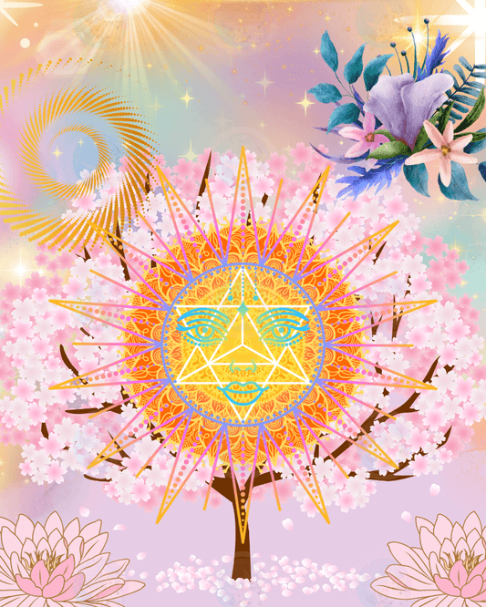 Magic Sun and Spiral Merkaba - Digital Wall Art 16x20